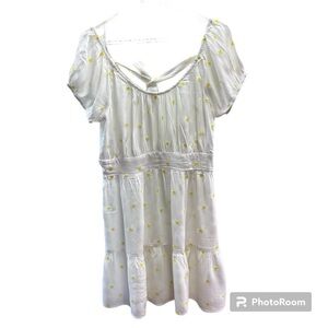 FLORAL EMBROIDERED MINI LAYERED DRESS WITH SIDE ZIP & TIE AT BACK SIZE SMALL